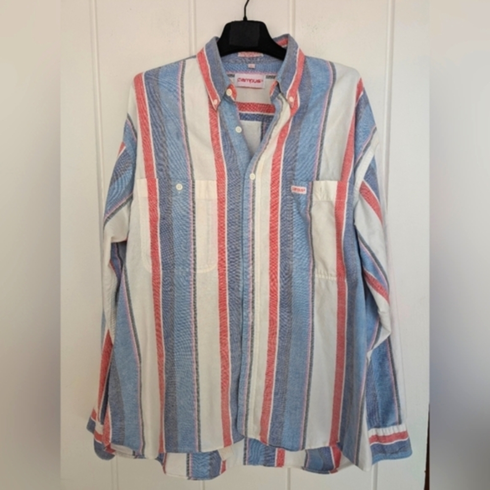 Vintage Campus Stripe Button‎ Up - L